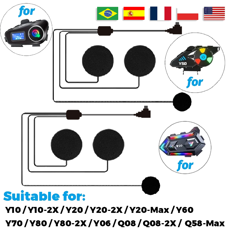 Intercom Headset Helmet - Headset Suitable For Q58max/Y10/Y10-2x/Y20/Y20-2x/Y20max/Y60/Y70/Y80/Y80-2x/Y06/Q08/Q08-2x Motorcycle Helmet
